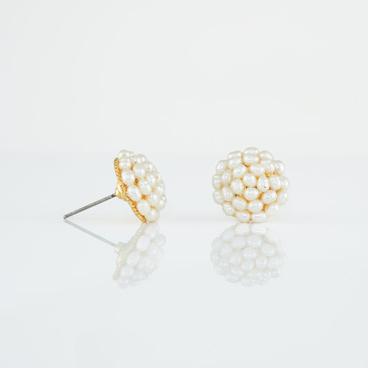 White Rice Freshwater Pearl Stud Earrings