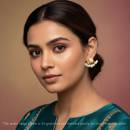 Flexible White Freshwater Pearl Stud Earrings