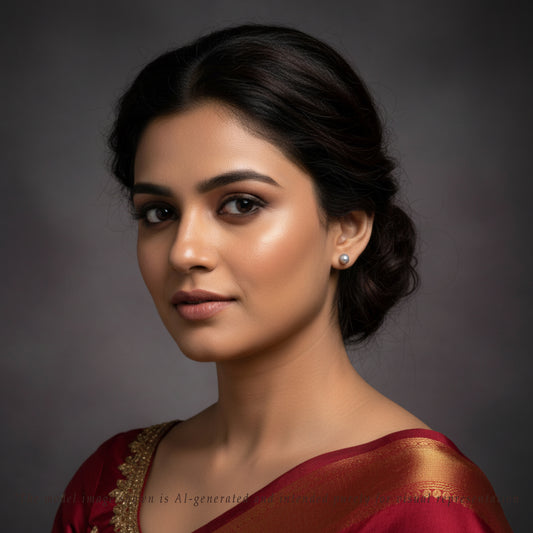 6.0-7.0mm Grey Round Akoya Saltwater Pearl Stud Earrings