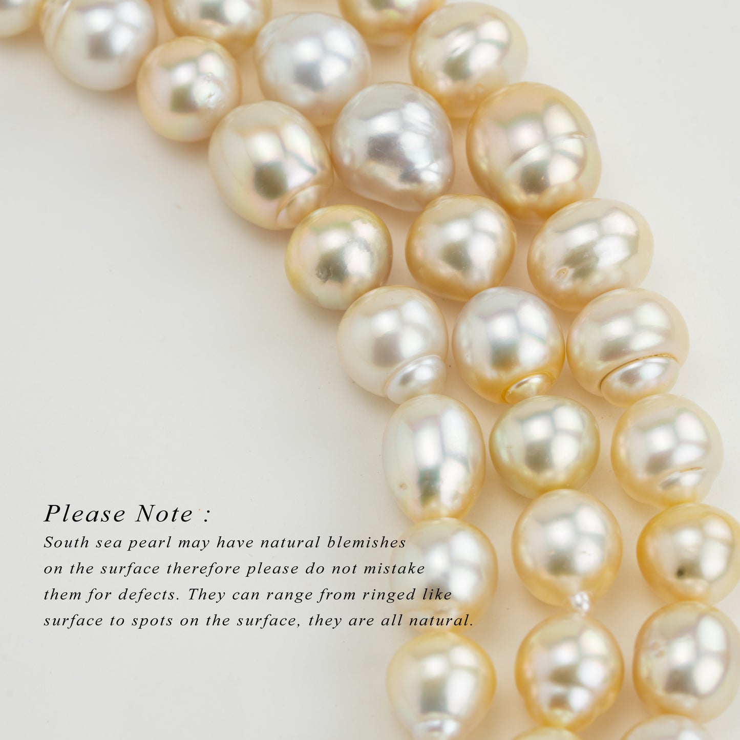 12.0-13.0mm Cream Drop Ringed South Sea Pearl Necklace Set - A Quality