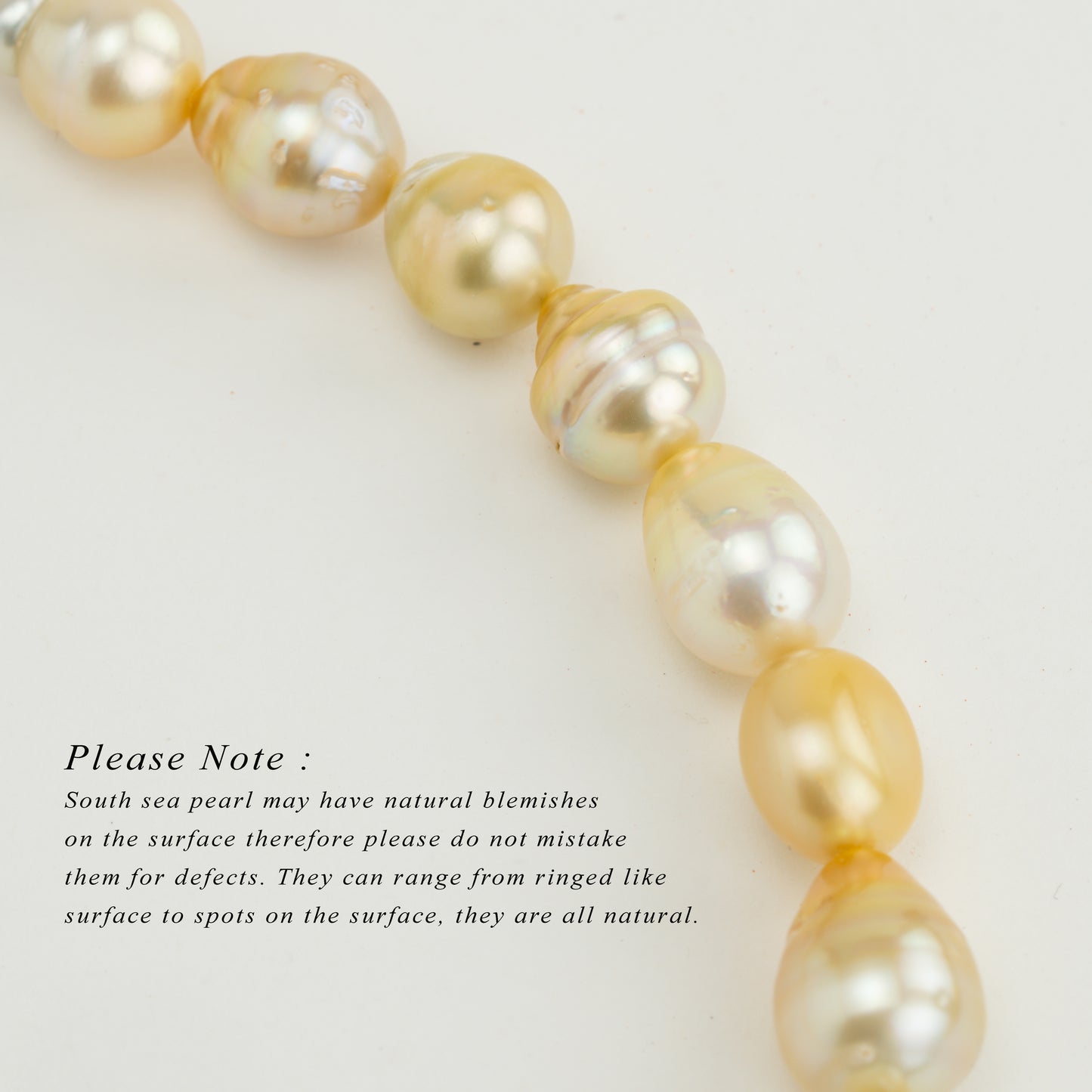 14.0-15.0mm Cream Baroque Ringed South Sea Pearl Necklace Set - A Quality