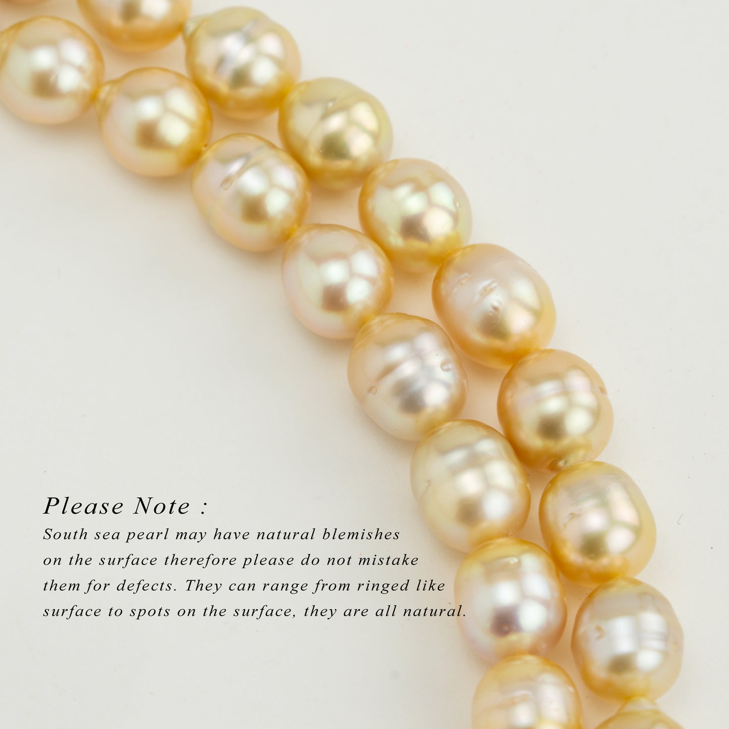 9.0-10.0mm Golden Drop Ringed South Sea Pearl Necklace Set - A Quality