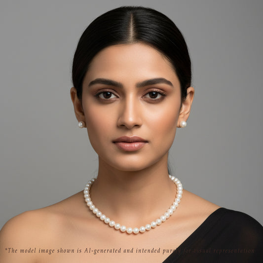 10.0-11.0mm White Near Round South Sea Pearls Necklace Set - A Quality