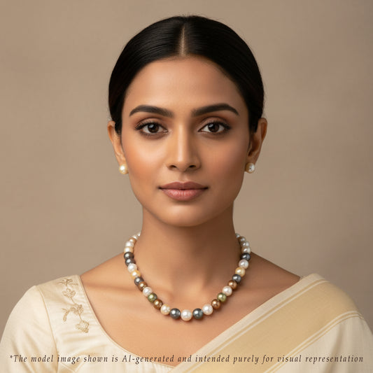 8.0-14.0mm Superior Multicolor South Sea Pearl Necklace Set -A Quality