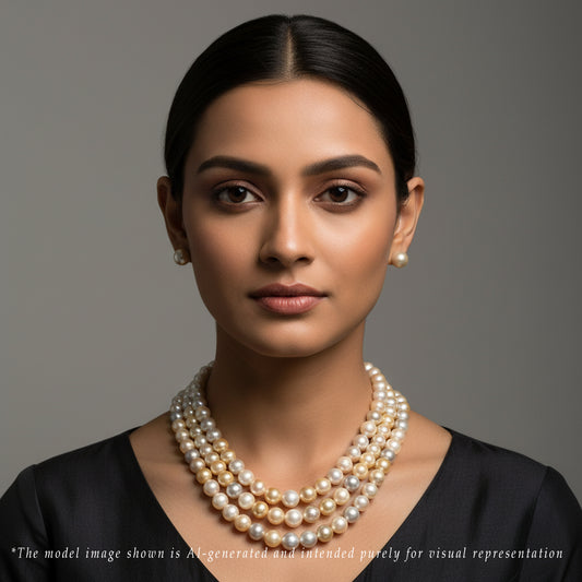 12.0-14.0mm Multi Shaded South Sea Pearls Necklace Set-A Quality
