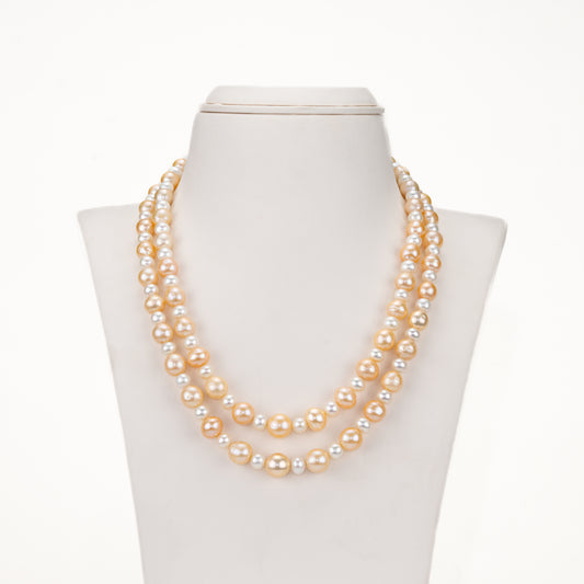 8.0-9.0mm Multicolor Near Round Freshwater Pearl Necklace Set - AA Quality