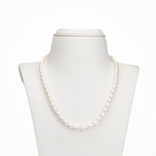 9.0-10.0mm White Drop Freshwater Pearl Necklace Set - AA Quality