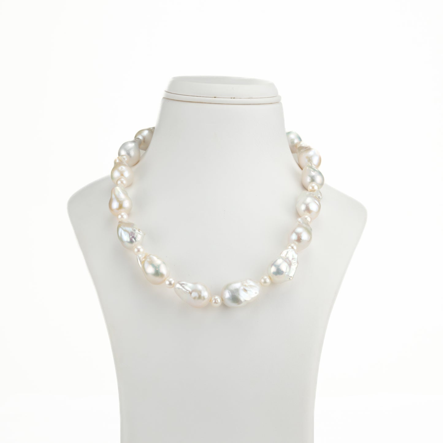 23.0-24.0mm White Mix Baroque Freshwater Pearl Necklace Set - AA Quality