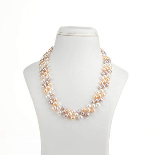 6.0-7.0mm Multicolor Fancy Freshwater Pearl Necklace Set - AA Quality