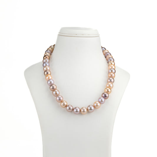 11.0-12.0mm Multicolor Near Round Freshwater Pearl Necklace Set - AA Quality