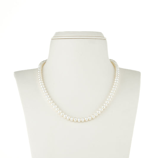 6.0-7.0mm White Near Round Freshwater Pearl Necklace Set - AA Quality