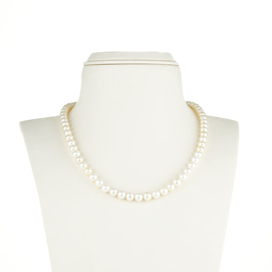 7.0-8.0mm White Near Round Freshwater Pearl Necklace Set - AA Quality