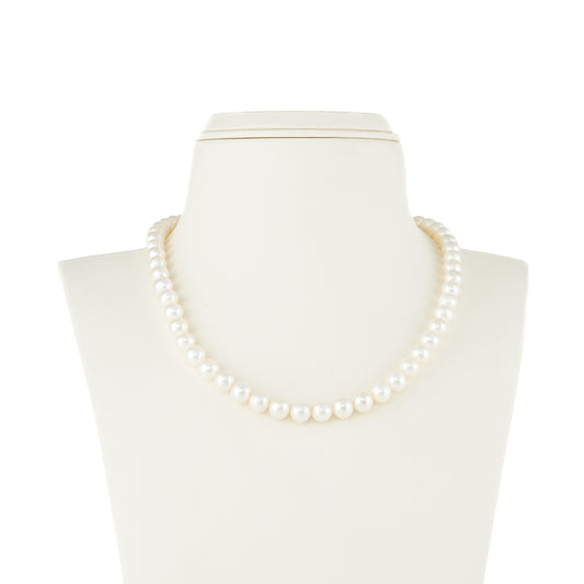 8.0-9.0mm White Near Round Freshwater Pearl Necklace Set - AA Quality