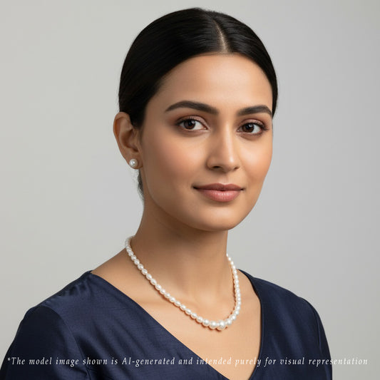 Grading White Drop Freshwater Pearl Necklace Set - AA Quality