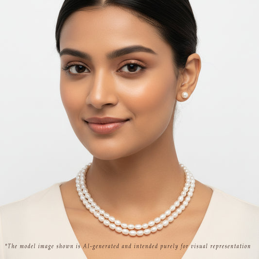 9.0-10.0mm White Drop Freshwater Pearl Necklace Set - AA Quality