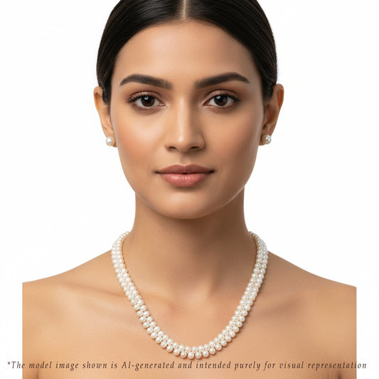 4.0-5.0 White Fancy Freshwater Pearl Necklace Set - AA Quality