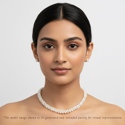 3.0-4.0 White Fancy Freshwater Pearl Necklace Set - AA Quality