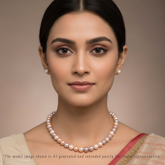 11.0-12.0mm Multicolor Near Round Freshwater Pearl Necklace Set - AA Quality