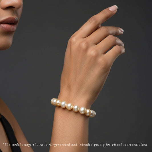 12.0-13.0mm Round Golden South Sea Pearl Bracelet - AA Quality