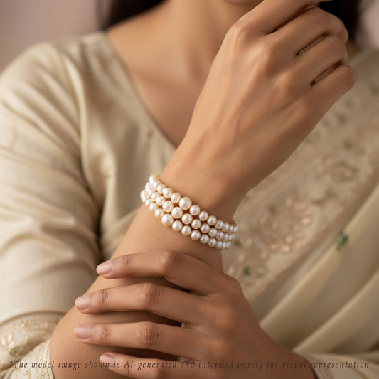 Grading Round Golden Akoya Saltwater Pearl Bracelet - AAA Quality