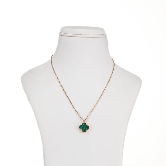 Malachite Clover Necklace with 18K Rose Gold Chain