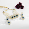 Designer Dark Blue Stone Freshwater Pearl Choker Set