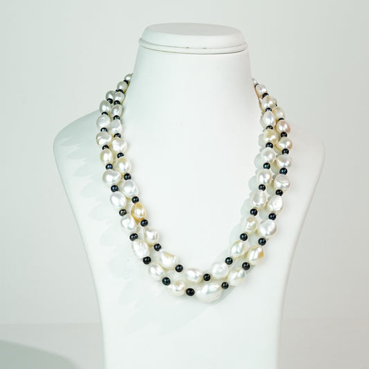 11.0-12.0mm Semi Baroque Multicolor Freshwater Pearl Necklace Set - A Quality
