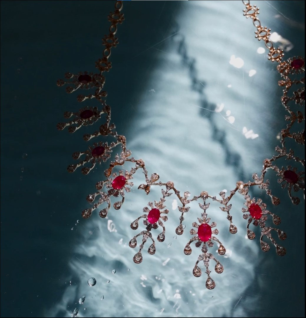 Glittering Ruby Diamond Necklace