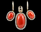 Coral Diamond Locket Set