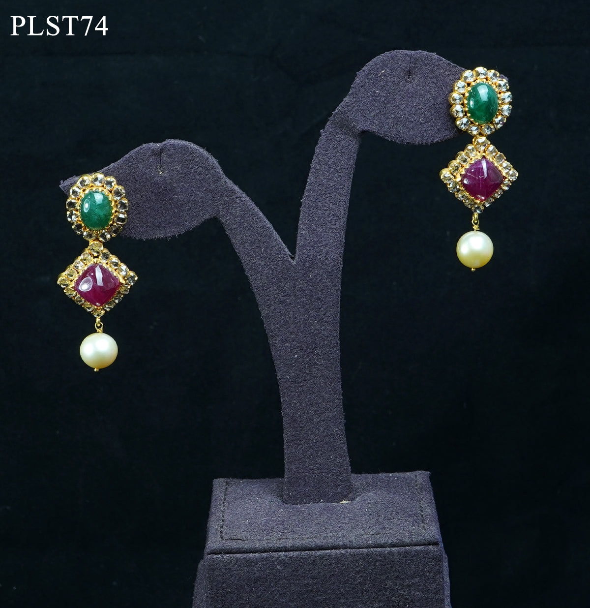 High Fashion Ruby and Emerald and Pearl Polki Necklace Set
