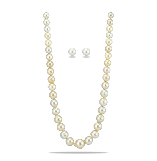 9.0-18.0mm Cream Near Round South Sea Pearls Necklace Set- A Quality