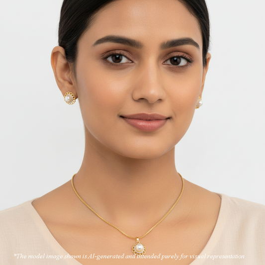 Exotic White Stone Freshwater Pearl Necklace Set