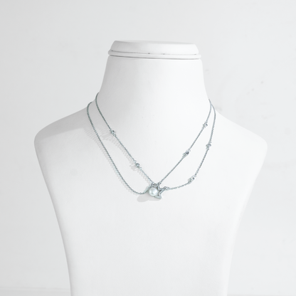 Stylish  Silver Freshwater Pearl Necklace Set