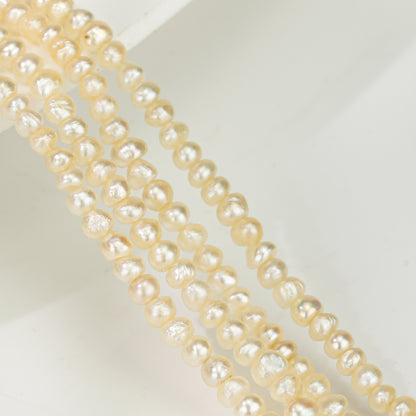 2.3-4.5mm Cream Near Round Real Pearl Necklace 4 Lines(Known as Basra)