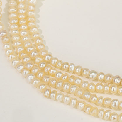 2.3-4.5mm Cream Near Round Real Pearl Necklace 4 Lines(Known as Basra)
