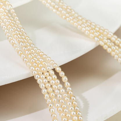 2.0-3.8mm Cream Near Round Real Pearl Necklace 5 Lines (Known as Basra)