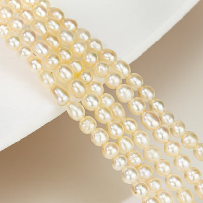 2.0-3.8mm Cream Near Round Real Pearl Necklace 5 Lines (Known as Basra)