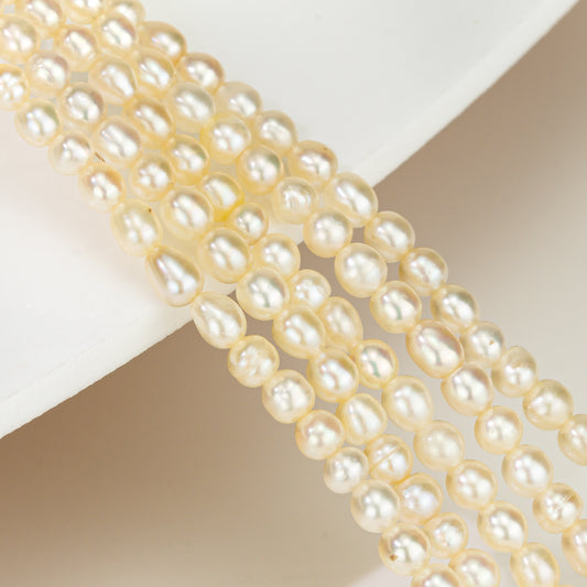 2.0-3.8mm Cream Near Round Real Pearl Necklace 5 Lines (Known as Basra)