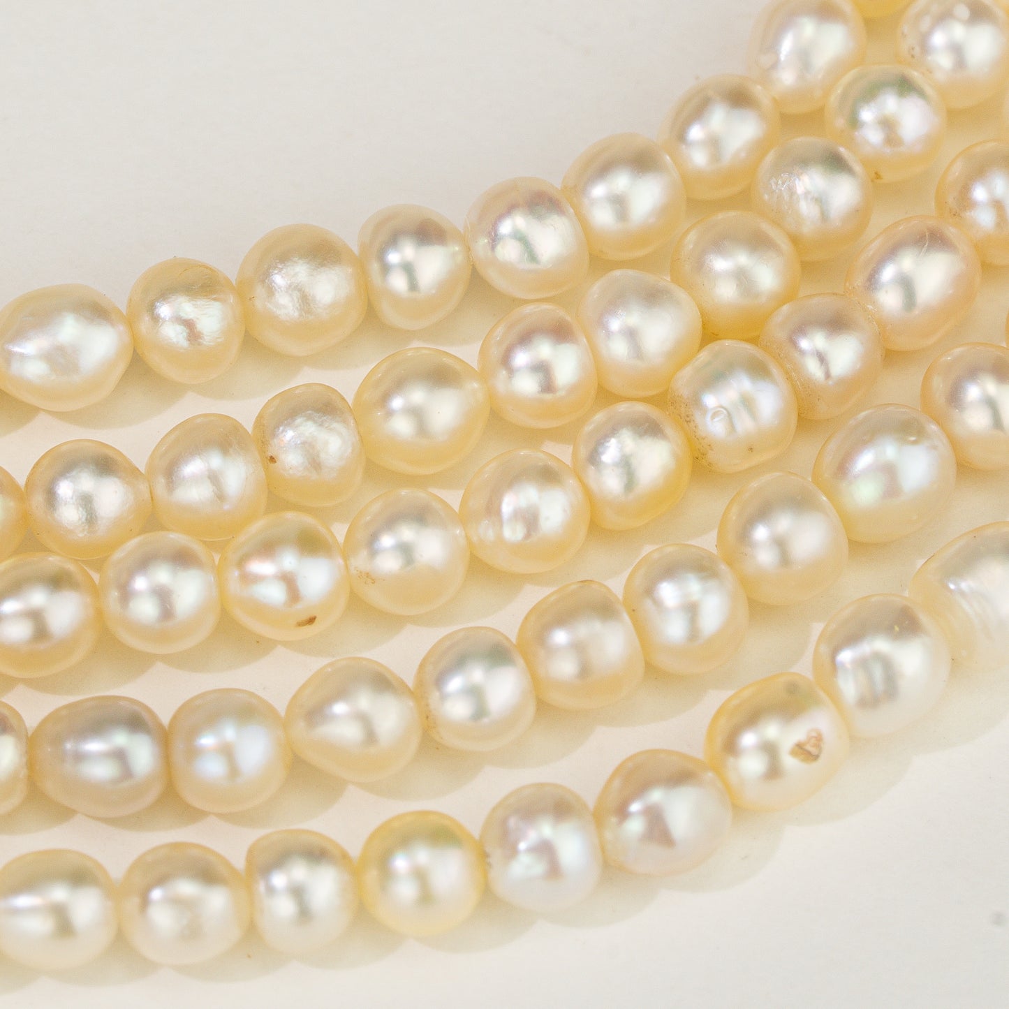 2.0-3.8mm Cream Near Round Real Pearl Necklace 5 Lines (Known as Basra)