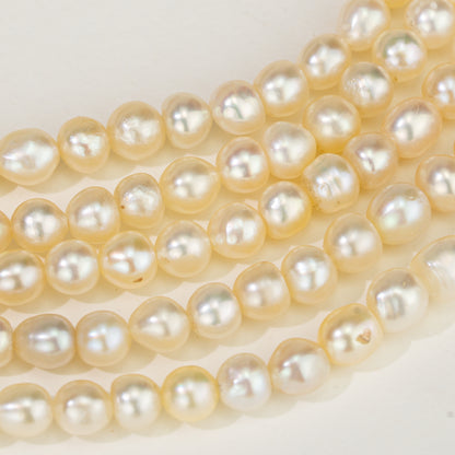 2.0-3.8mm Cream Near Round Real Pearl Necklace 5 Lines (Known as Basra)