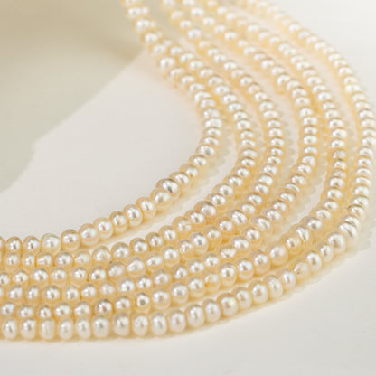 2.3-4.5mm Cream Near Round Real Pearl Necklace 6 Lines (Known as Basra)