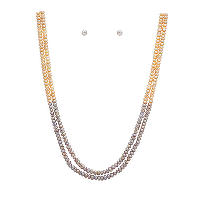 4.0-5.0mm Multicolor Button Freshwater Pearl Necklace Set - A Quality