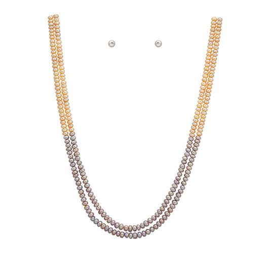 4.0-5.0mm Multicolor Button Freshwater Pearl Necklace Set - A Quality