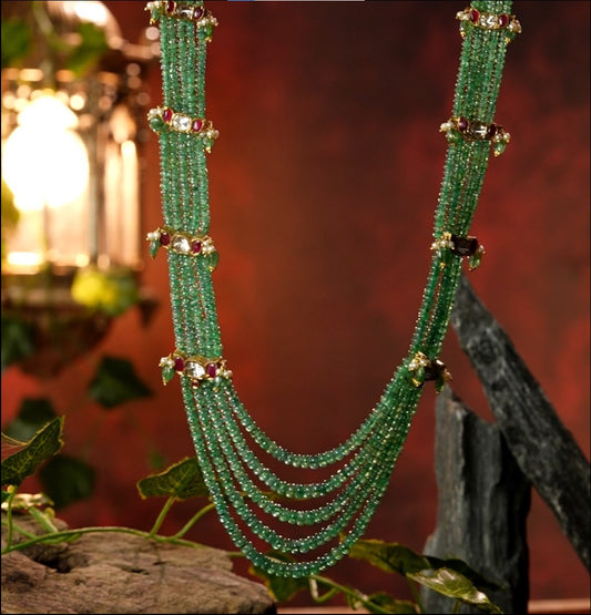Modern Emerald Side Piece Necklace