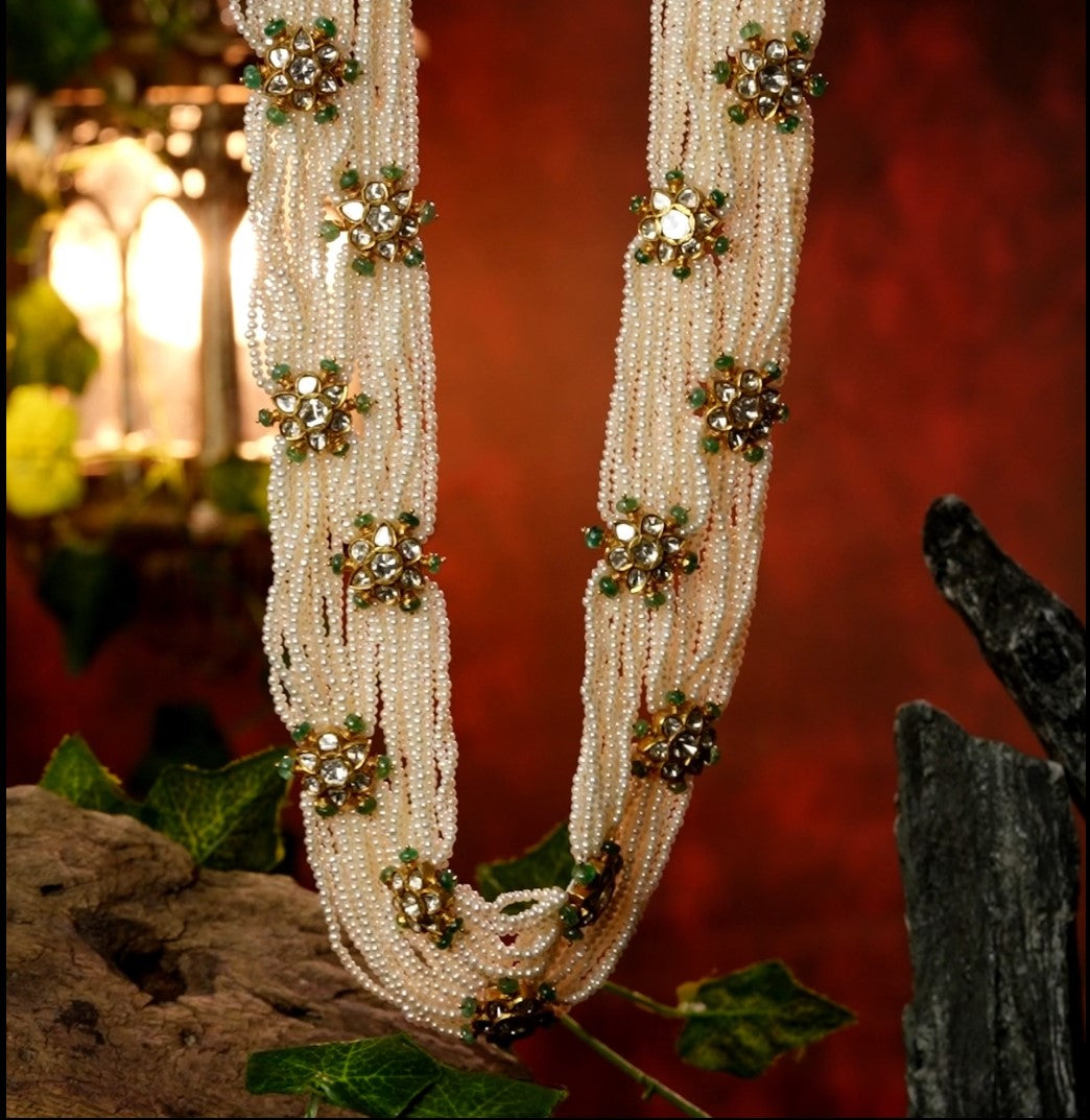 Custom Pearl Side Piece Gold Necklace