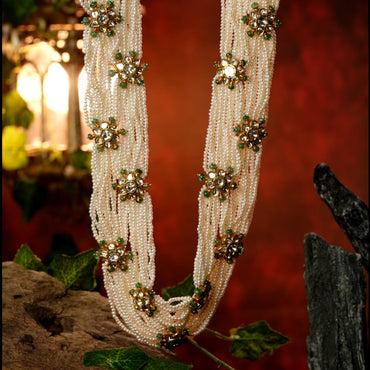 Custom Pearl Side Piece Gold Necklace