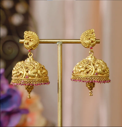 Nakshi Peacock Gold Jhumka