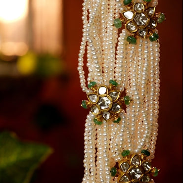 Custom Pearl Side Piece Gold Necklace