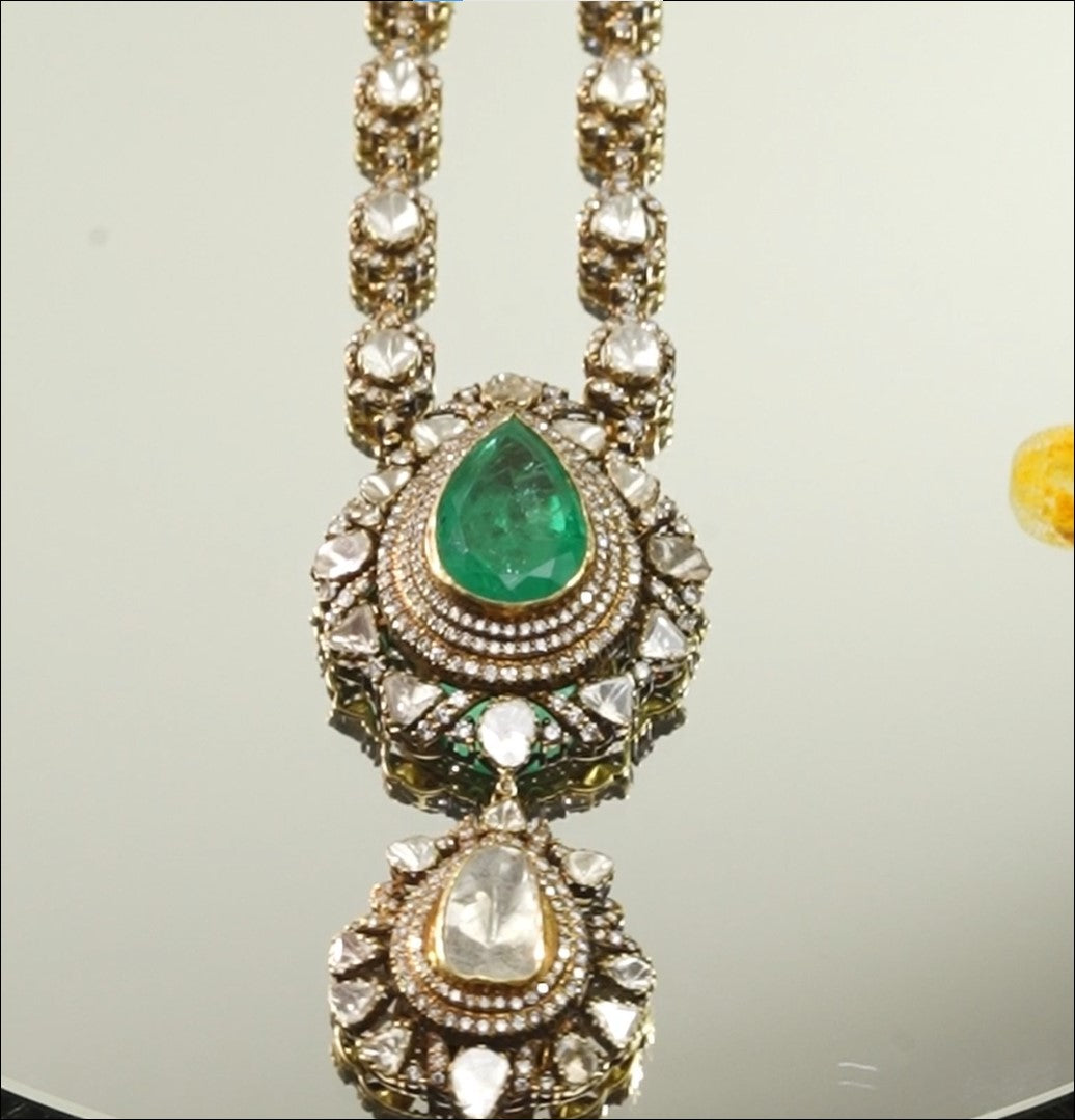 Aristocratic Emerald Polki Necklace