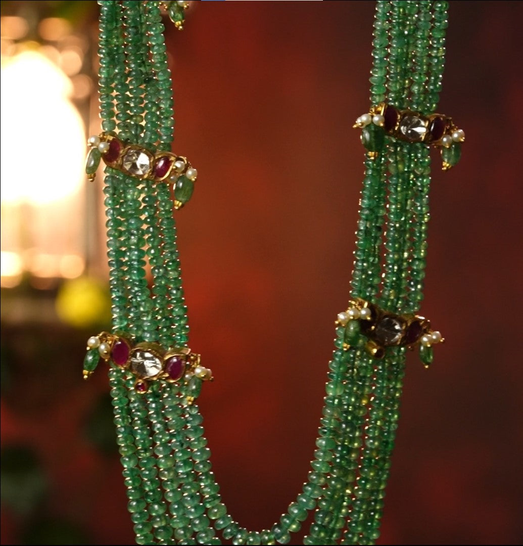 Modern Emerald Side Piece Necklace